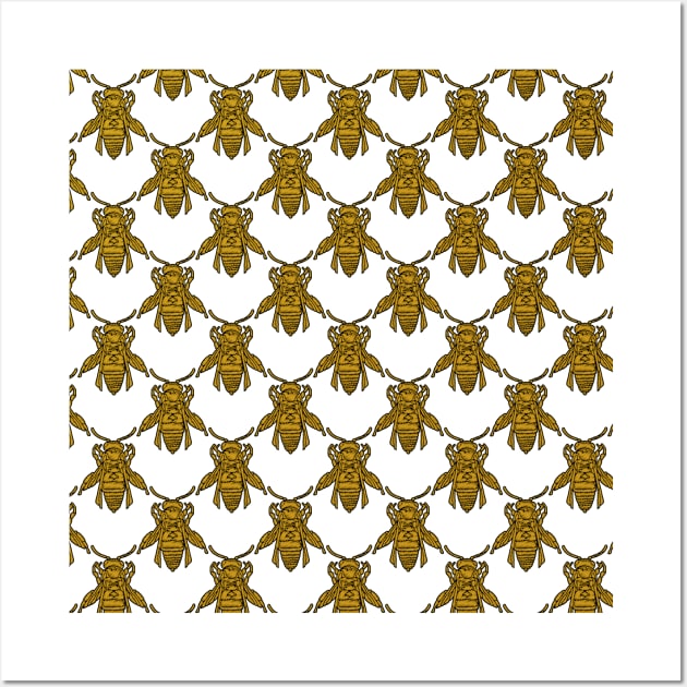 Golgen Bees Pattern Wall Art by okpinsArtDesign